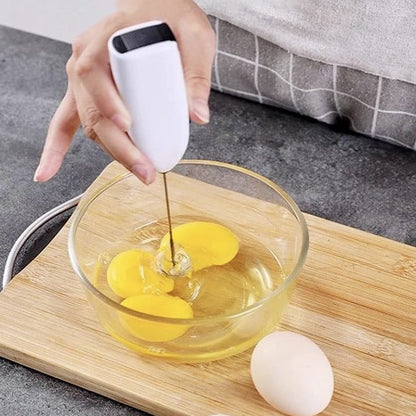 Mini portable electric egg beater in stainless steel, coffee, milk, tea mixer - MousseurÉlectrique™
