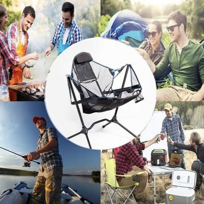 Outdoor Folding Rocking Chair with Adjustable Footrest Recliner for Camping Fishing Beach - RockingChair™