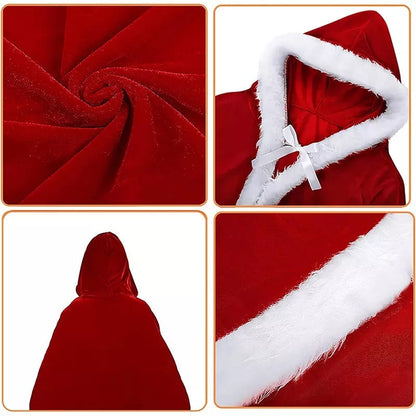 Costume de fête, Cape de noël en velours rouge à capuche - RedCape™