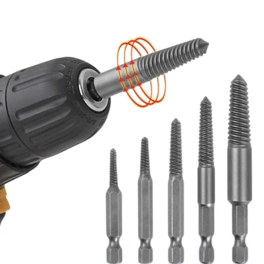 Set of guides for extracting broken bolts, screw extractor, drill bits, hexagonal shank - BoltExtractor™
