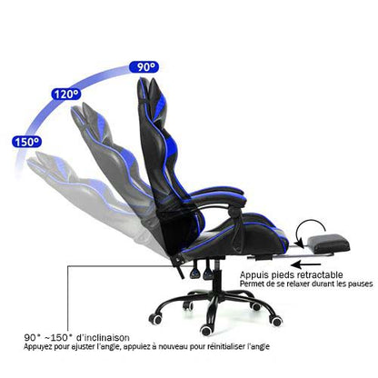 Chaise Gaming Ergonomique Pivotante et relevable en Cuir - DarkSeat™