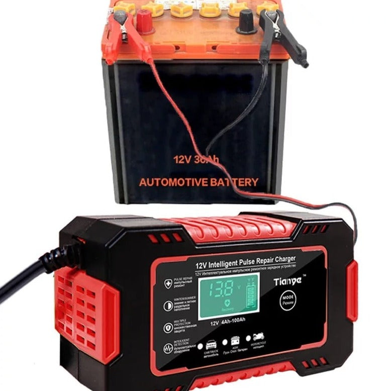 Automotive, motorcycle, boat battery charger with LCD display - BoostBattery™