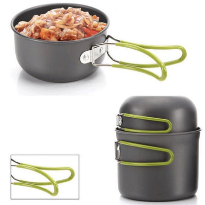 Camping, picnic and barbecue pots. Portable and foldable, outdoor pot set for 1 person - CampCook™