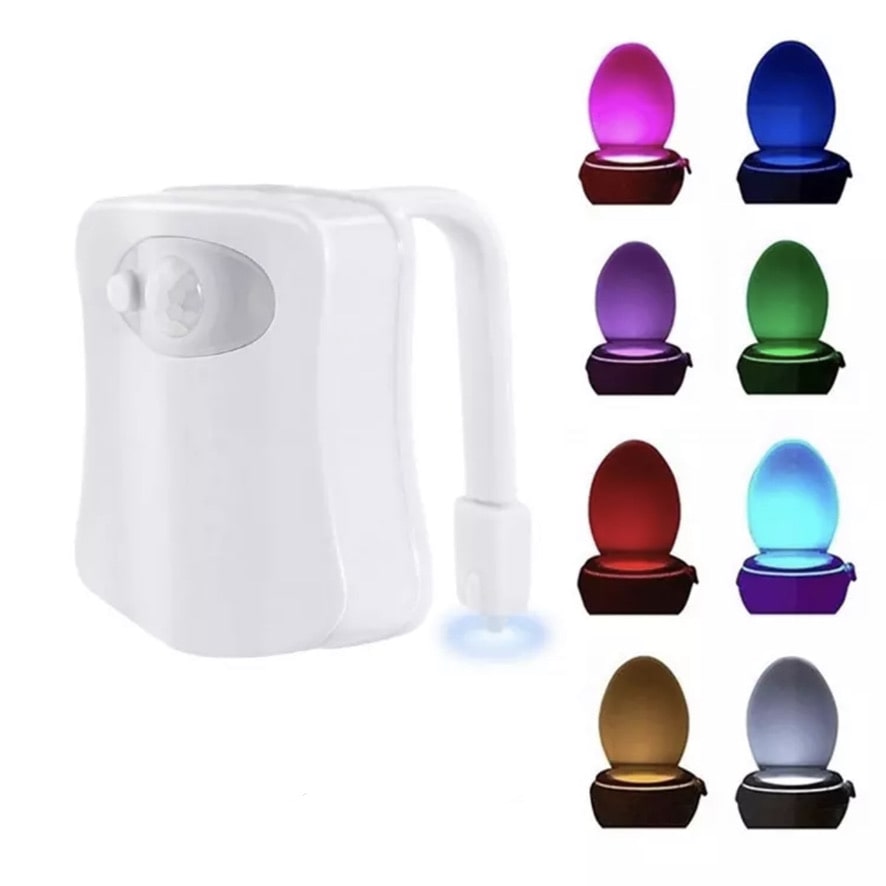 Waterproof LED lamp with PIR motion sensor, backlighting for toilet bowl, 8 colors - ToiletLight™