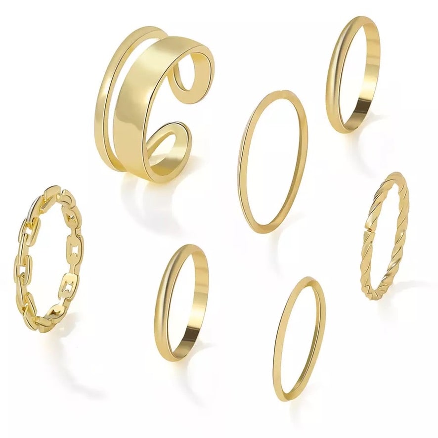 Seven piece set of women's alloy rings - RingSet™
