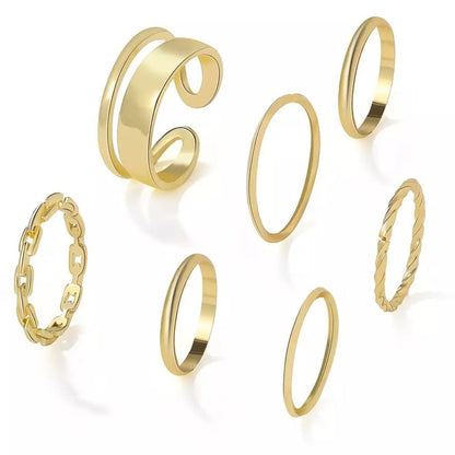 Seven piece set of women's alloy rings - RingSet™