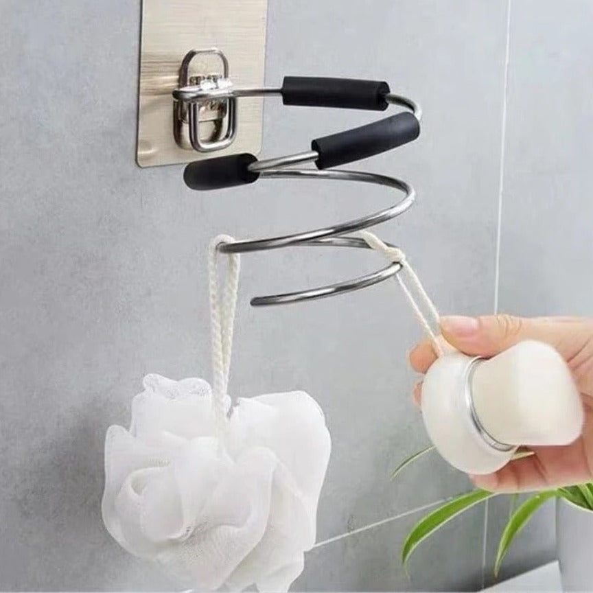 Stainless steel hair dryer rack, adhesive backing - Spiral™