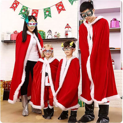 Costume de fête, Cape de noël en velours rouge à capuche - RedCape™