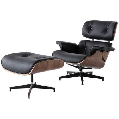 Fauteuil Long Ottoman Pivotant en Bois & Cuir - Woogle™