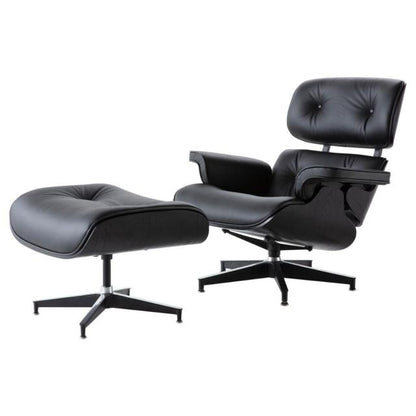 Fauteuil Long Ottoman Pivotant en Bois & Cuir - Woogle™