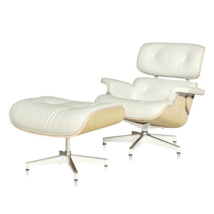Fauteuil Long Ottoman Pivotant en Bois & Cuir - Woogle™