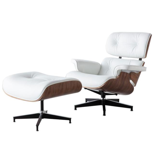 Fauteuil Long Ottoman Pivotant en Bois & Cuir - Woogle™