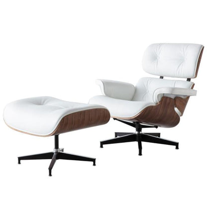 Fauteuil Long Ottoman Pivotant en Bois & Cuir - Woogle™