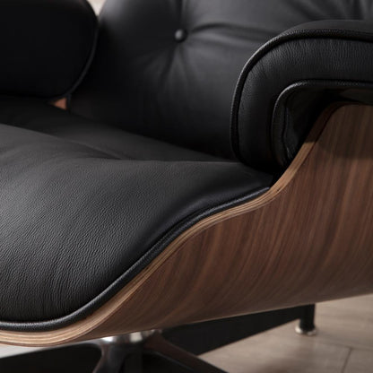 Fauteuil Long Ottoman Pivotant en Bois & Cuir - Woogle™