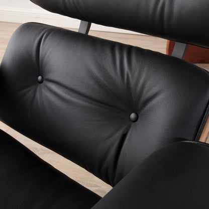 Fauteuil Long Ottoman Pivotant en Bois & Cuir - Woogle™