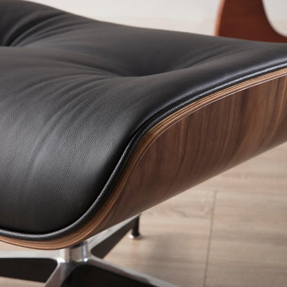 Fauteuil Long Ottoman Pivotant en Bois & Cuir - Woogle™