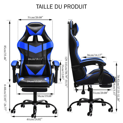 Chaise Gaming Ergonomique Pivotante et relevable en Cuir - DarkSeat™