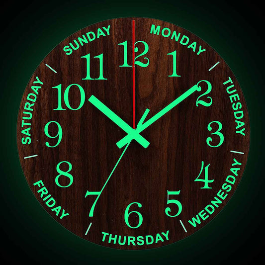 Horloge Lumineuse phosphorescente en Bois Style Nordique - Phosphour™