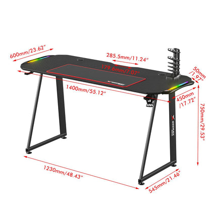 Bureau de Gaming avec chargeur USB, contrôleur RGB et tapis - Geemax™