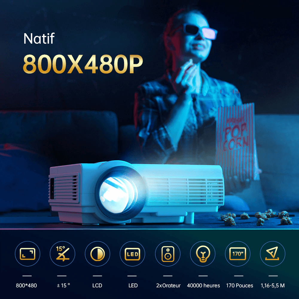 Mini projecteur portable 1920x1080P 170 pouces - NatifProd™ - Le Grenier Parisien