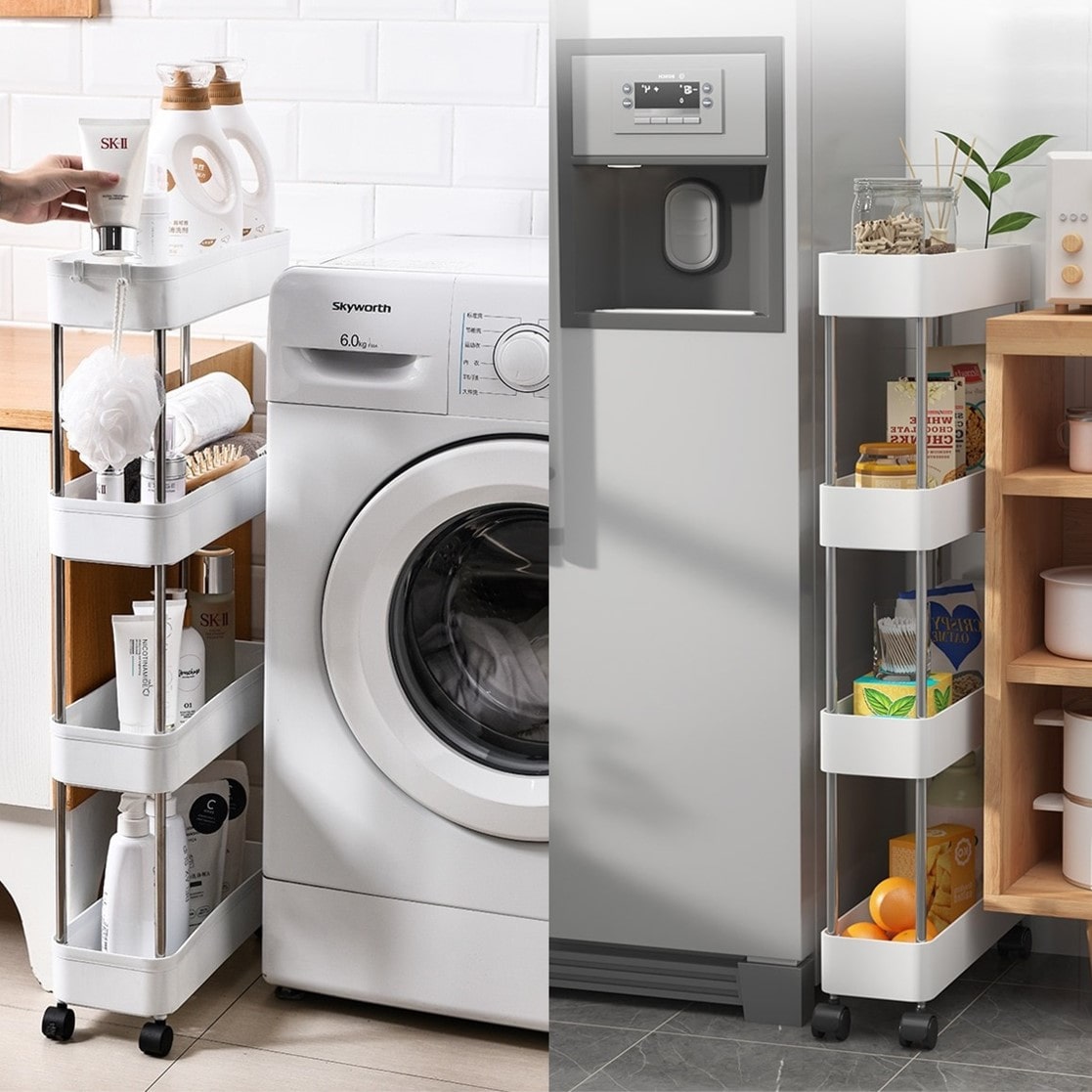 Étagère de rangement mobile pour cuisine et salle de bain - LAYKA™