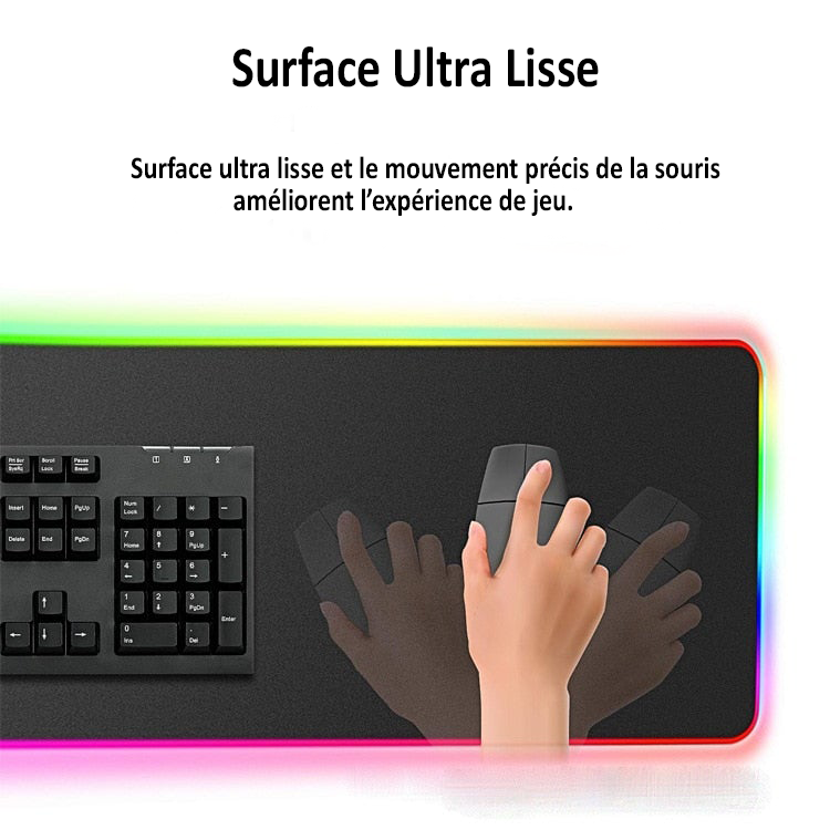 Grand tapis de souris RGB lumineux 7 couleurs LED - PerfectMove™