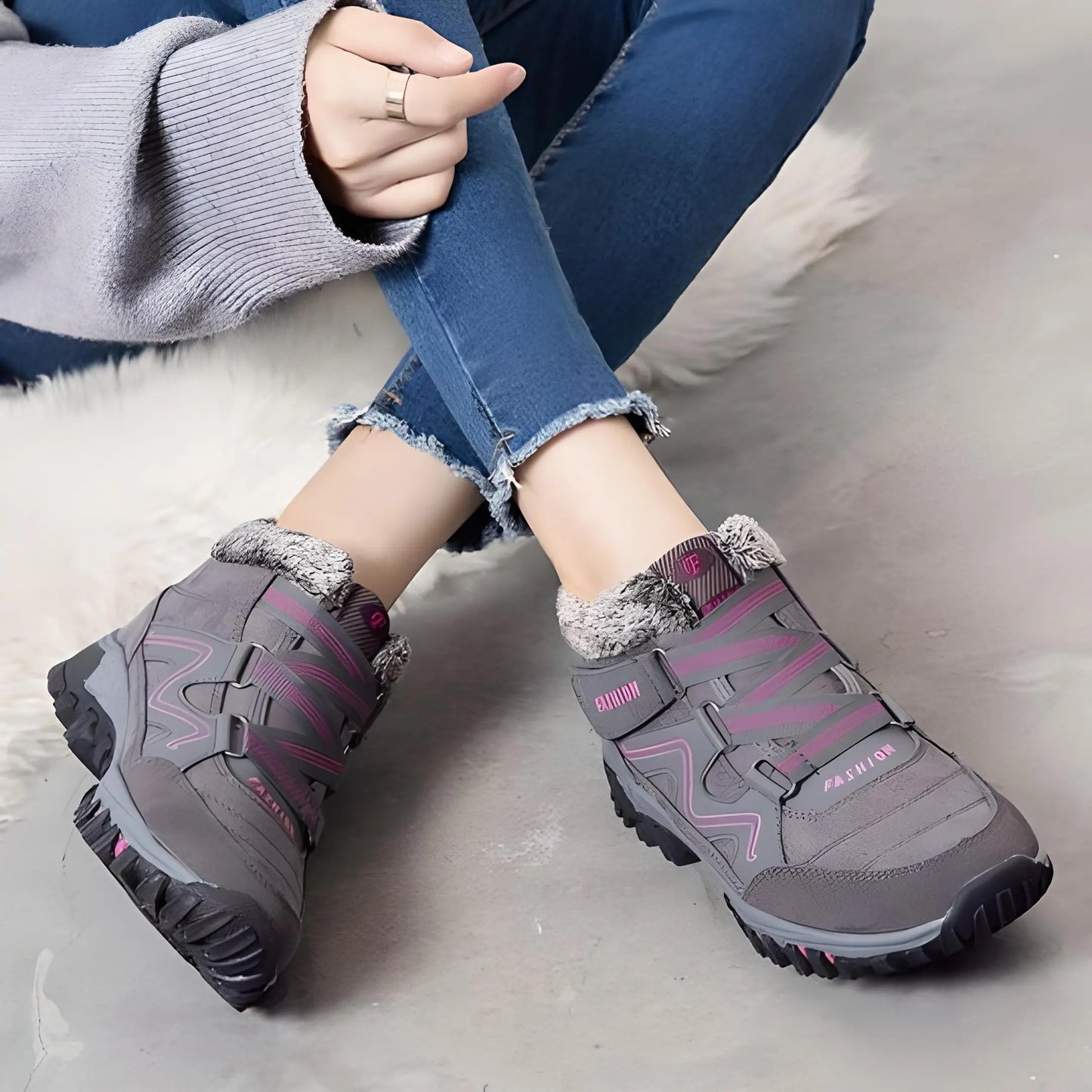 Bottes gris anthracite - Chaleur fournie par la fourrure synthétique vegan