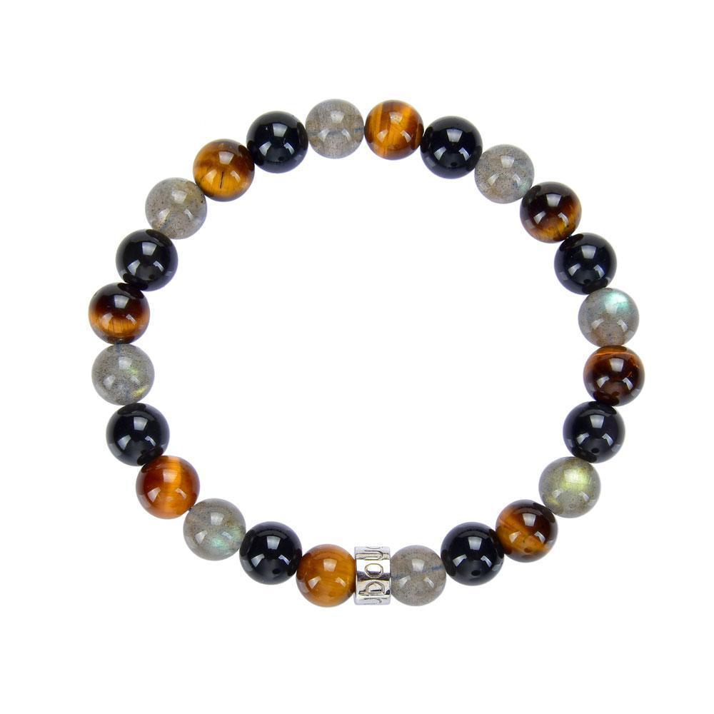 BRACELET DE « PROTECTION EXTRÊME » EN LABRADORITE, OBSIDIENNE NOIRE ET OEIL DE TIGRE - Le Grenier Parisien