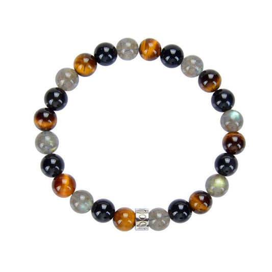 BRACELET DE « PROTECTION EXTRÊME » EN LABRADORITE, OBSIDIENNE NOIRE ET OEIL DE TIGRE - Le Grenier Parisien