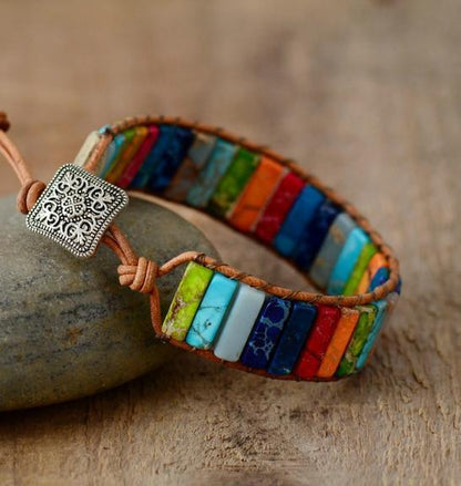 BRACELET « EQUILIBRE » DES 7 CHAKRAS EN JASPER - Le Grenier Parisien