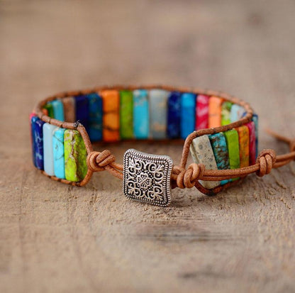 BRACELET « EQUILIBRE » DES 7 CHAKRAS EN JASPER - Le Grenier Parisien