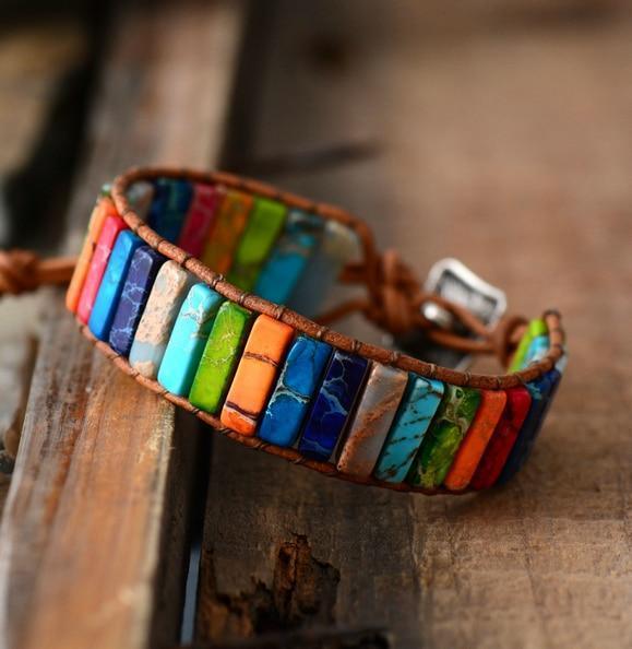 BRACELET « EQUILIBRE » DES 7 CHAKRAS EN JASPER - Le Grenier Parisien