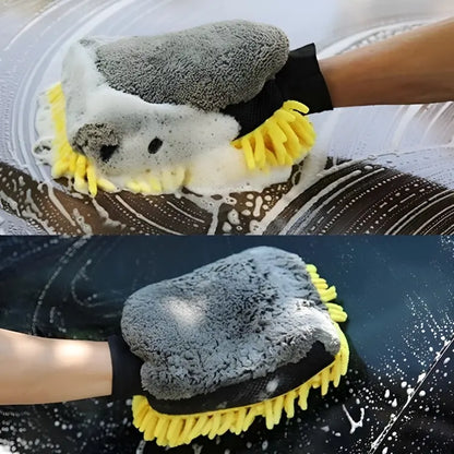 Gants chenille en microfibre pour lavage de voiture - Lustrer votre véhicule