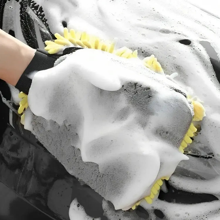 Gants chenille en microfibre pour lavage de voiture - Tissu doux et absorbant