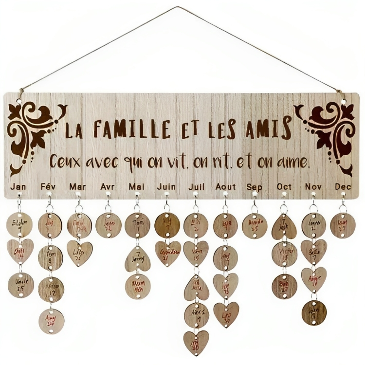 Version Famille de la Plaque Calendrier d'Anniversaire Familove - Un cadeau mémorable pour vos proches