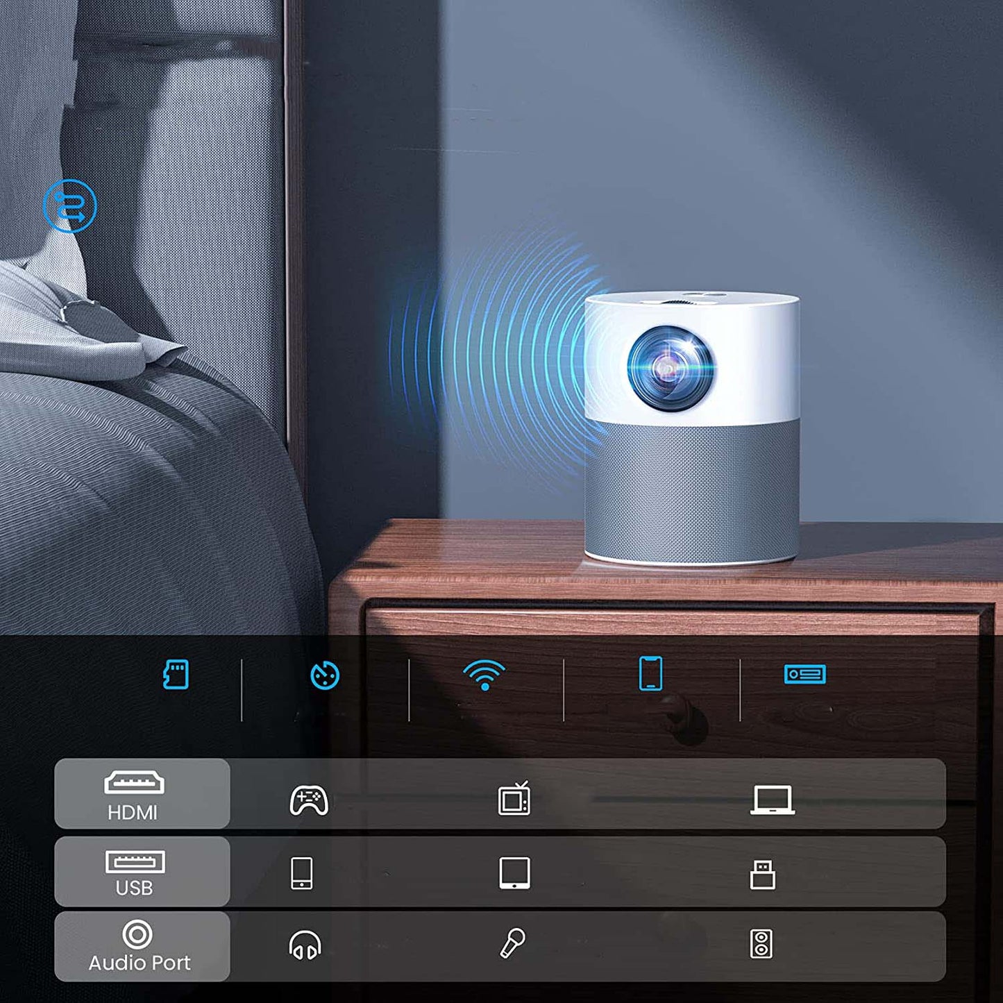Mini projecteur Android LED 1080P à 4K, Bluetooth, 5000 Lumen - Prodroid™