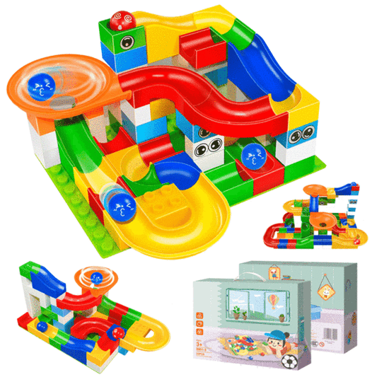 CIRCUIT DE COURSE DE BILLES À CONSTRUIRE (COMPATIBLE LEGO ET DUPLO) - MARBLY RUN™ - Le Grenier Parisien