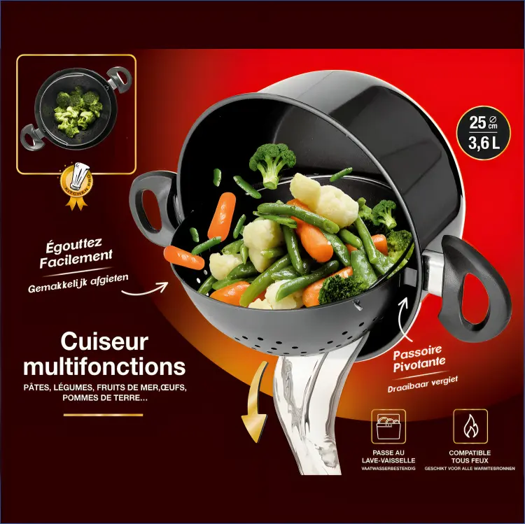 Marmite Premium 360° Poluxe™ (Passoire Intégrée) - Le Grenier Parisien