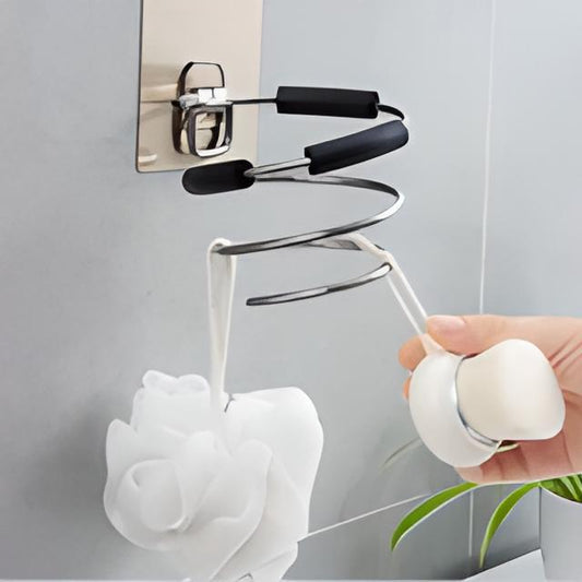Étagère pour sèche-cheveux Spiral™ - Vue générale du support avec sèche-cheveux en place